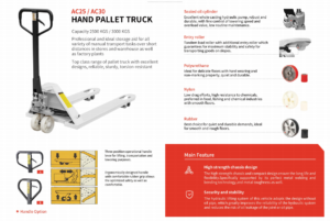 Hand Pallet Truck AC25.AC30 Model Product Descriptions-1