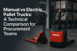 electric pallet truck vs. manual pallet truck in Yocov Factory